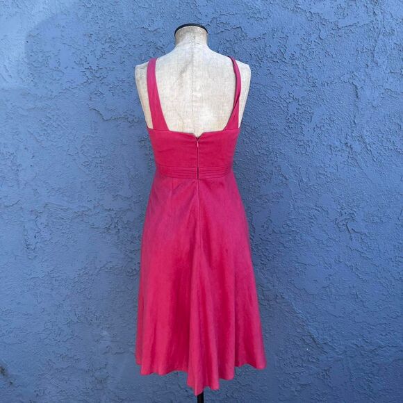 Ann Taylor Linen Dress Size 2 Pink Y2k Midi - Picture 3 of 8